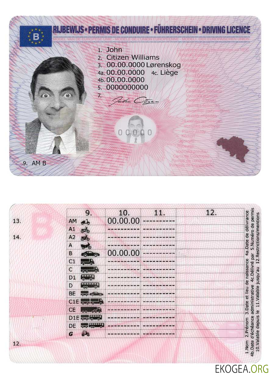 Belgium driving license PSD template,version2